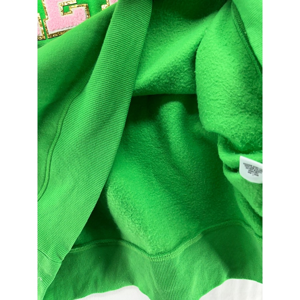 Judith March Lets Par-Tee Golf Sweatshirt Green Chenille Pink Oversized Crop M - Picture 10 of 12